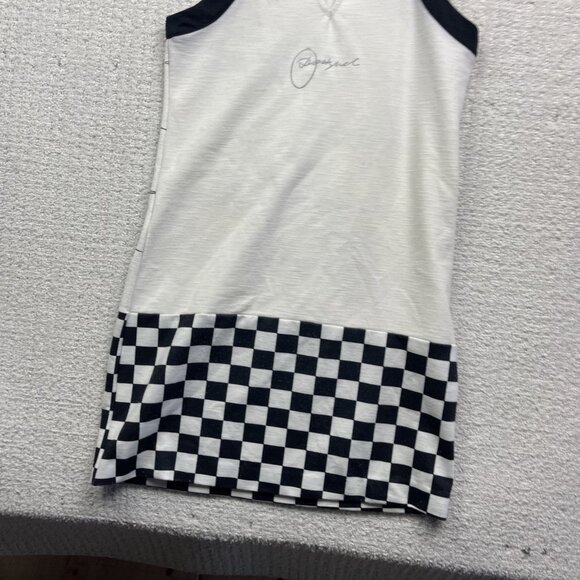 Desigual Sleeveless Tank Dress Size S White Black Checkboard Script Graphic Love - Picture 14 of 14